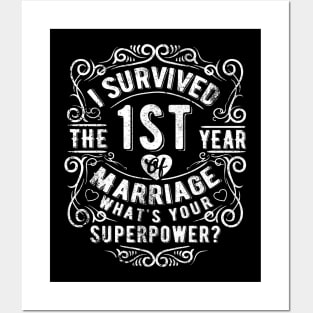 Funny Wedding Anniversary Gift First Year Wedding Marriage Gift Posters and Art